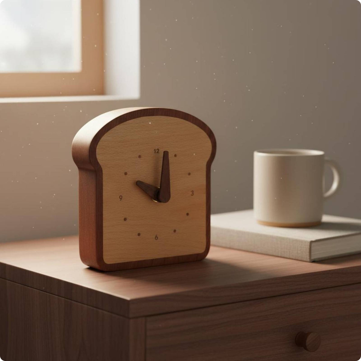 Wooden Desk Wooden Timepiece Printed Numerals Home Decor Point Markers