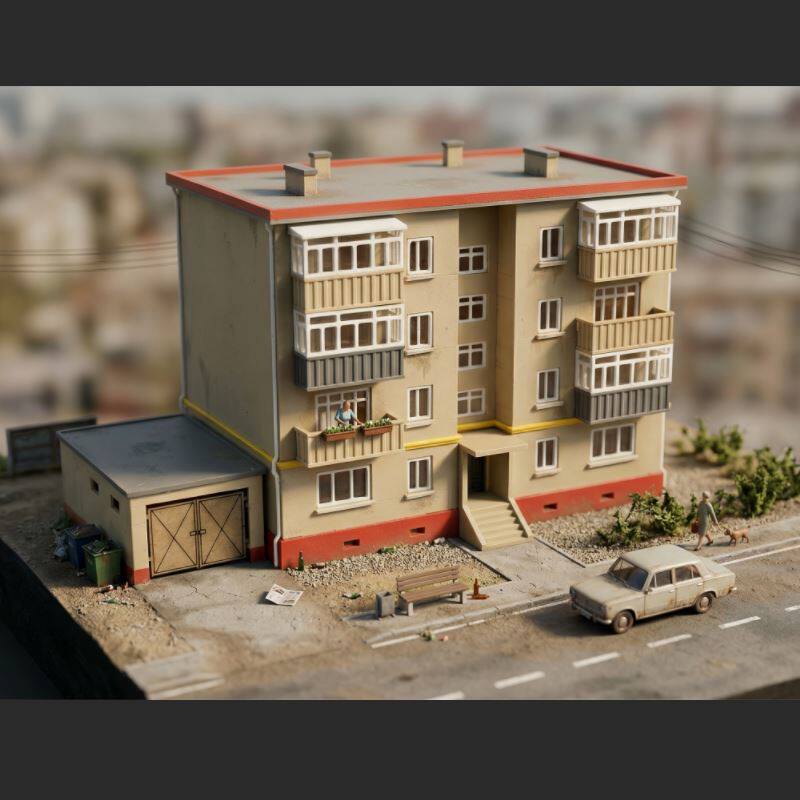 1990s Residential House Model for N/HO Scale Train Layouts