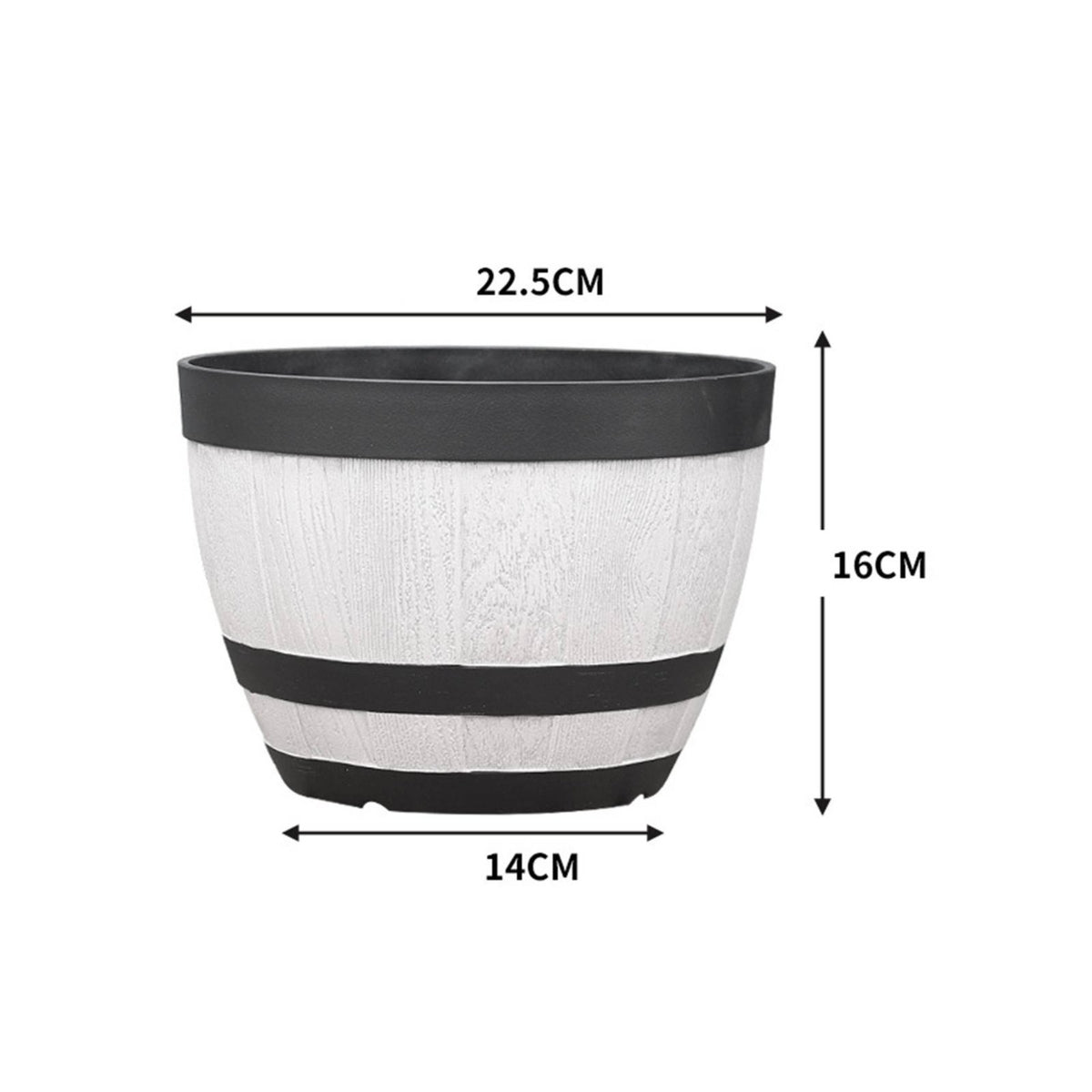 Imitation Wood Barrel Planter With Drainage Holes Gardening Supply Heavy Duty