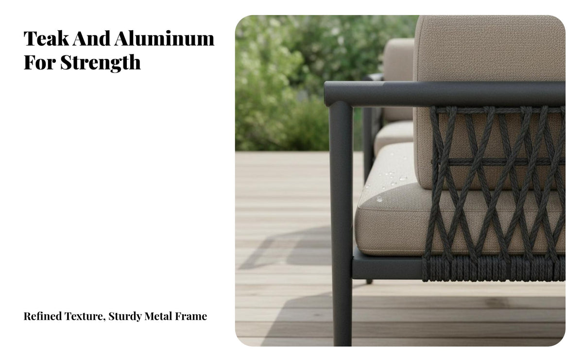 4 Pieces Weather-Resistant 4-Piece Sofa Group durable Wood Frame Outdoor Furniture Low Maintenance Patio Set sturdyDuty Construction for Hotel Owners, Entertainers, Terrace, Backyard, Balcony, waterside