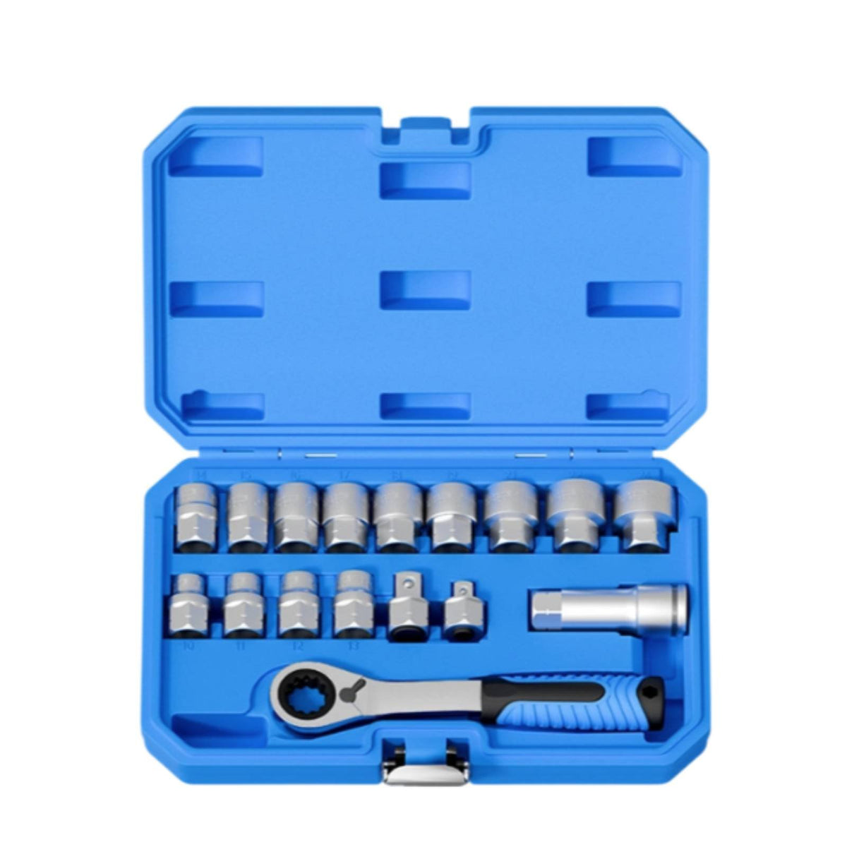 17 Pieces Pass Through Socket Set Reversible Go-Through Socket Set Quick Release for Car Repair Workers, Garage