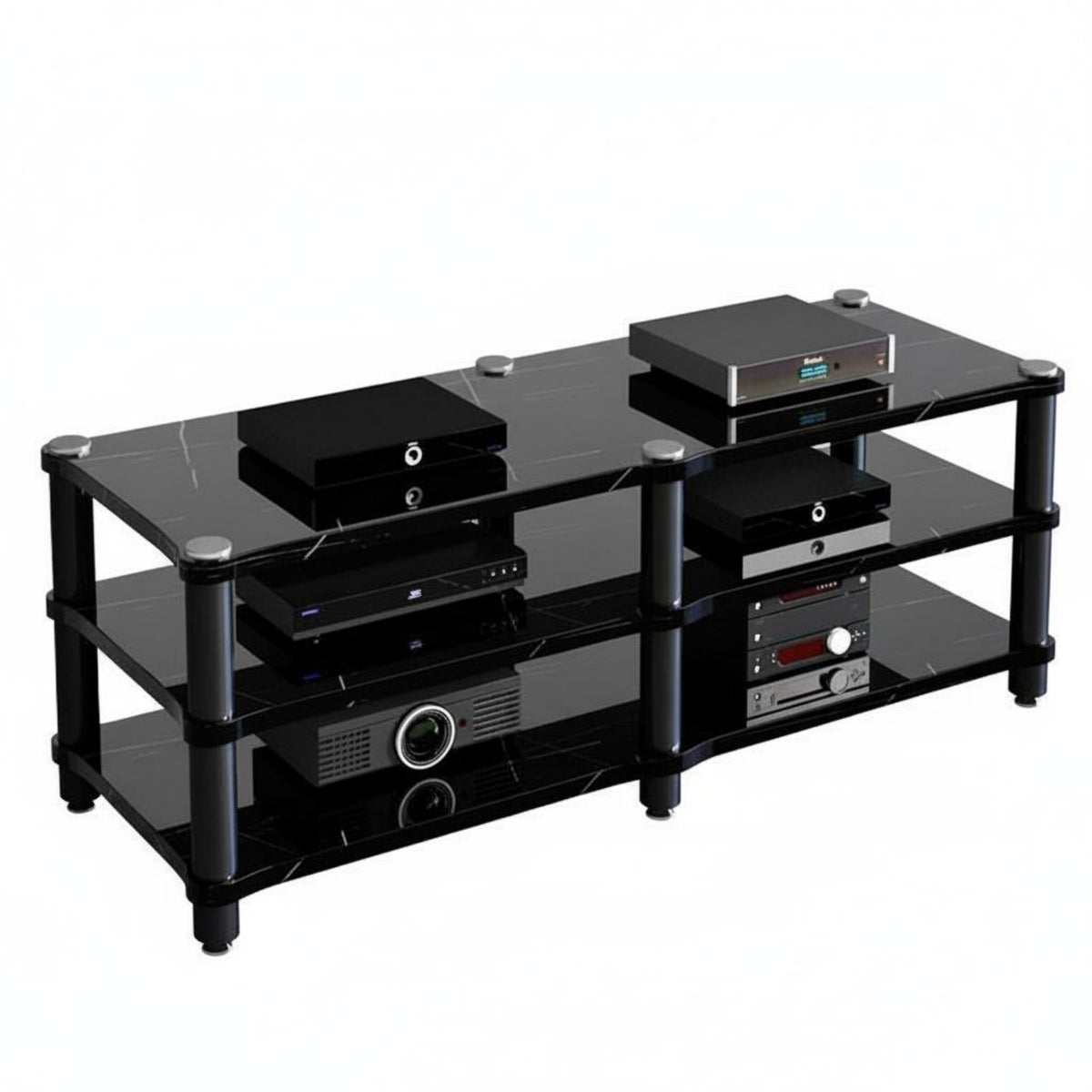 Amplifier Stand Stable Structure Home Theater Equipment Shelf Space-Saving Stereo Component Cabinet for Audiophiles, Living Room