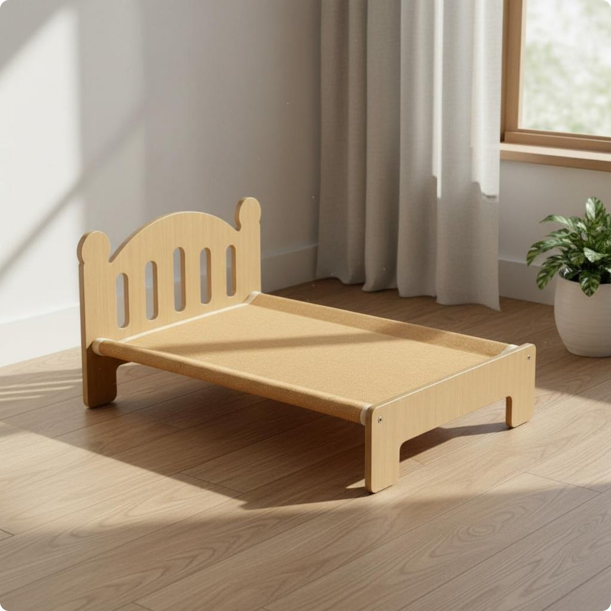 Cat Sleeping Bed All Season Wooden Cat Bed Breathable Mat Animal Furniture for Indoor
