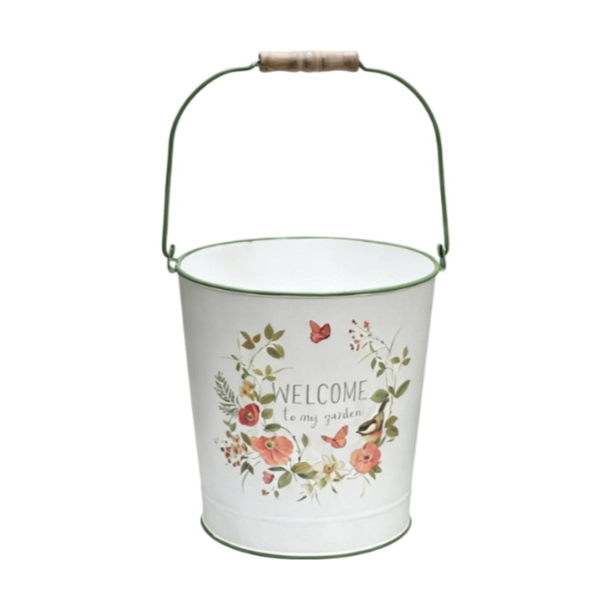 Flower Pail with Handle Farmhouse Metal Floral Pail Vintage Storage for Gardeners, Patio, Entryway
