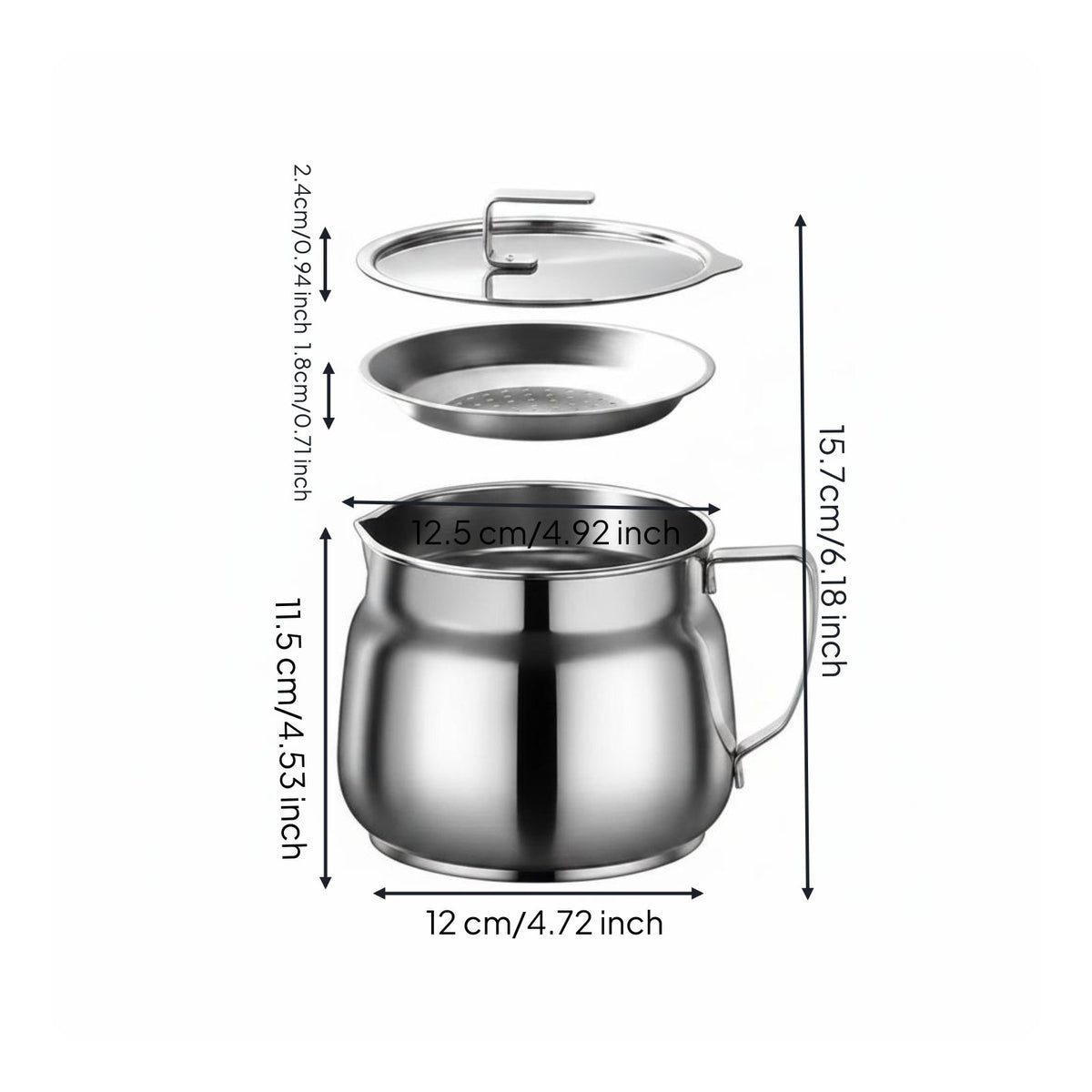 Oil Strainer Pitcher Large Capacity Stainless Steel Oil Pitcher Wide Mouth