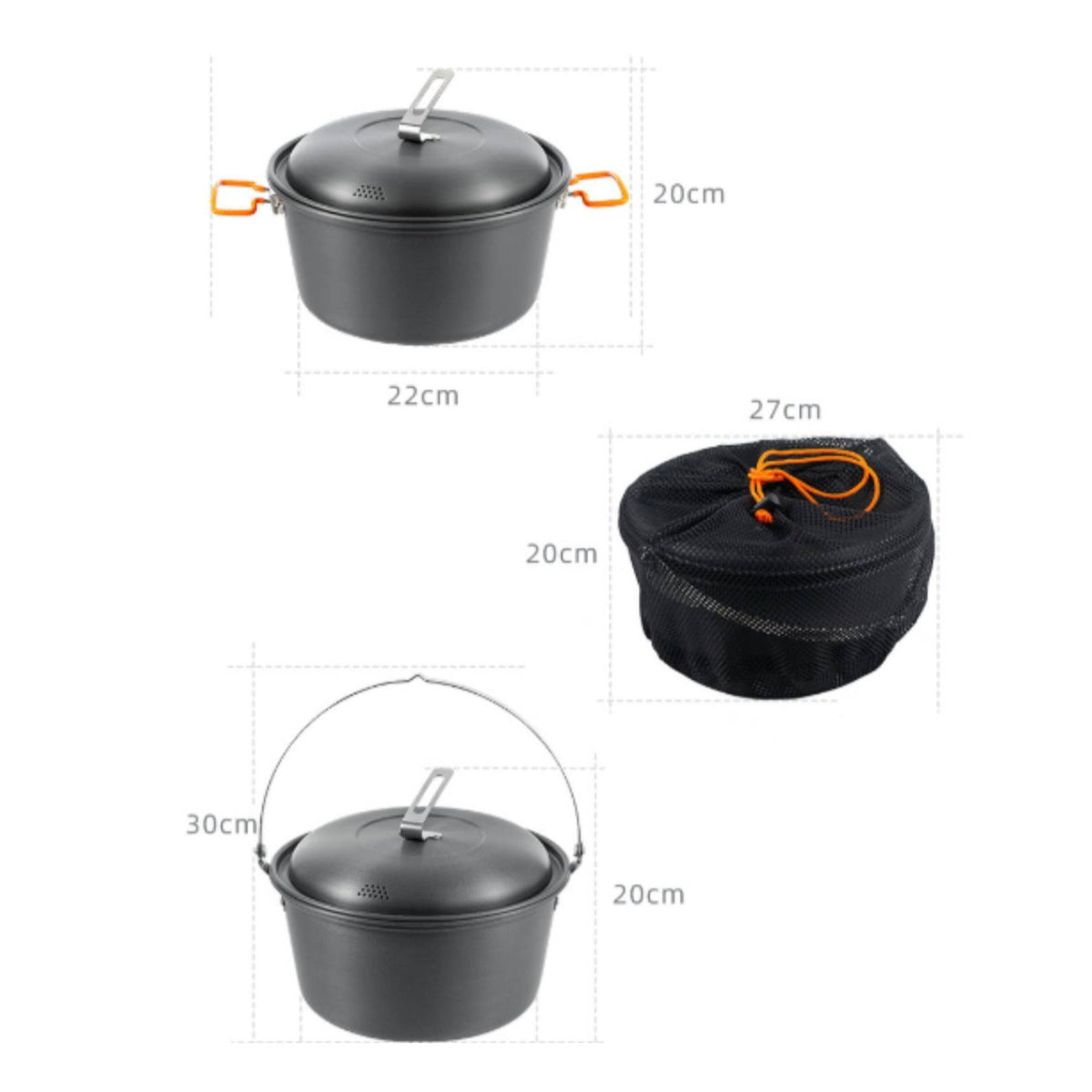 Camping Stockpot Large Capacity Hanging Pot Lightweight for Barbecue