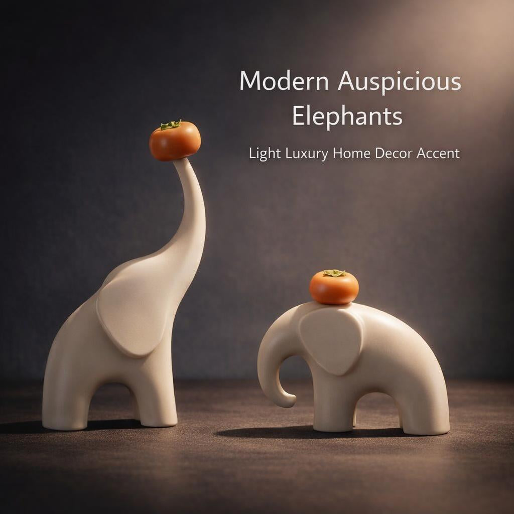 Figurines Home Decor Gift Modern Minimalist Elephant Statue Resin Craft Auspicious Design Light Luxury