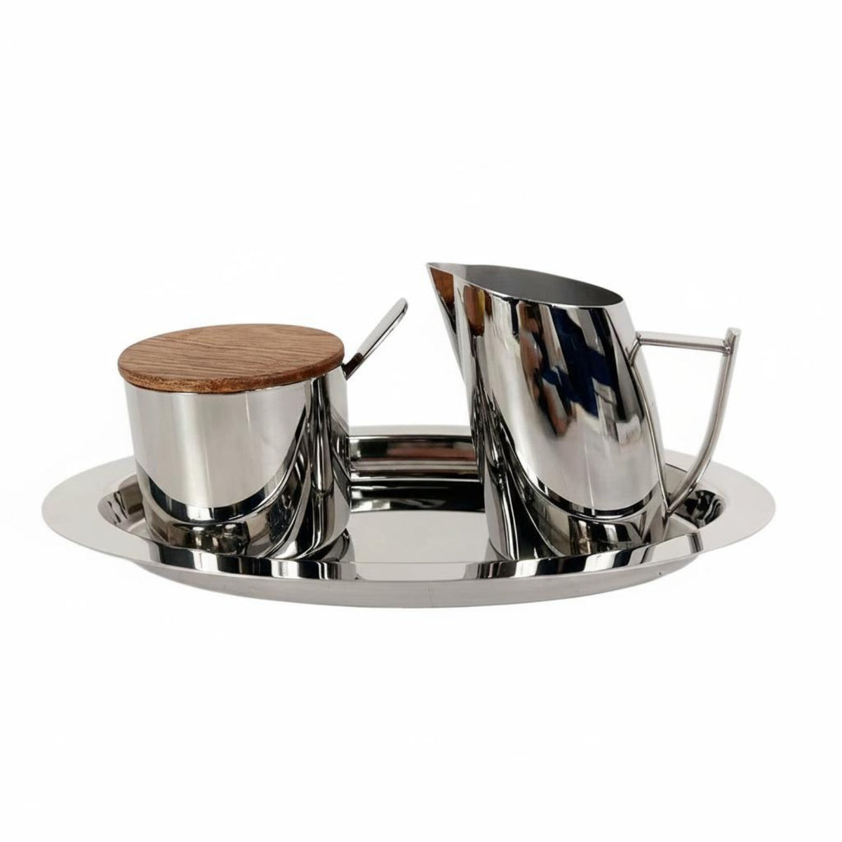 Sugar container and Milk Pitcher Set with Tray Stainless Steel Serving Ware for Restaurant