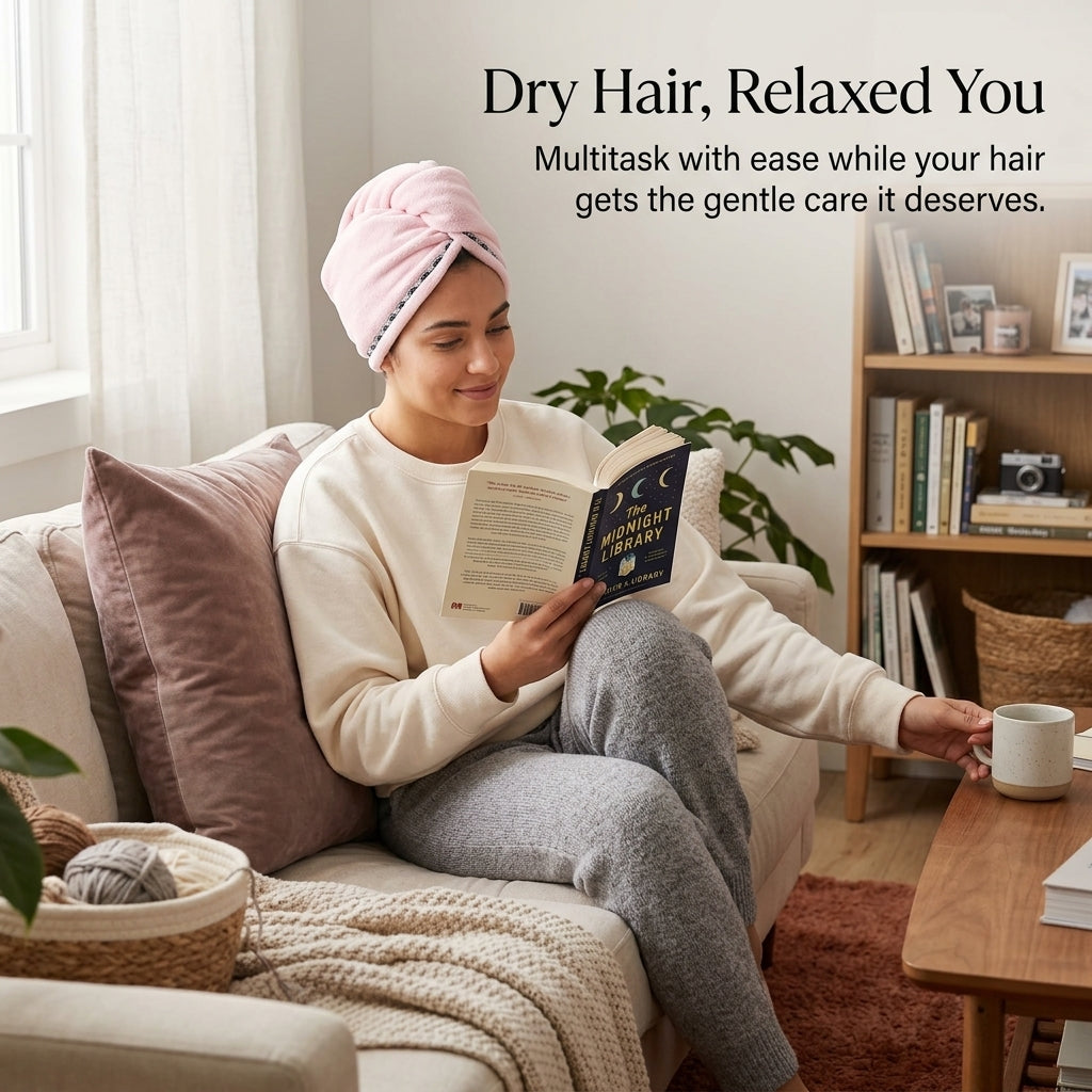 Microfiber Hair Towel Wrap for Women, Quick Dry Turban Cap for Curly Super Absorbent After Shower, Plop