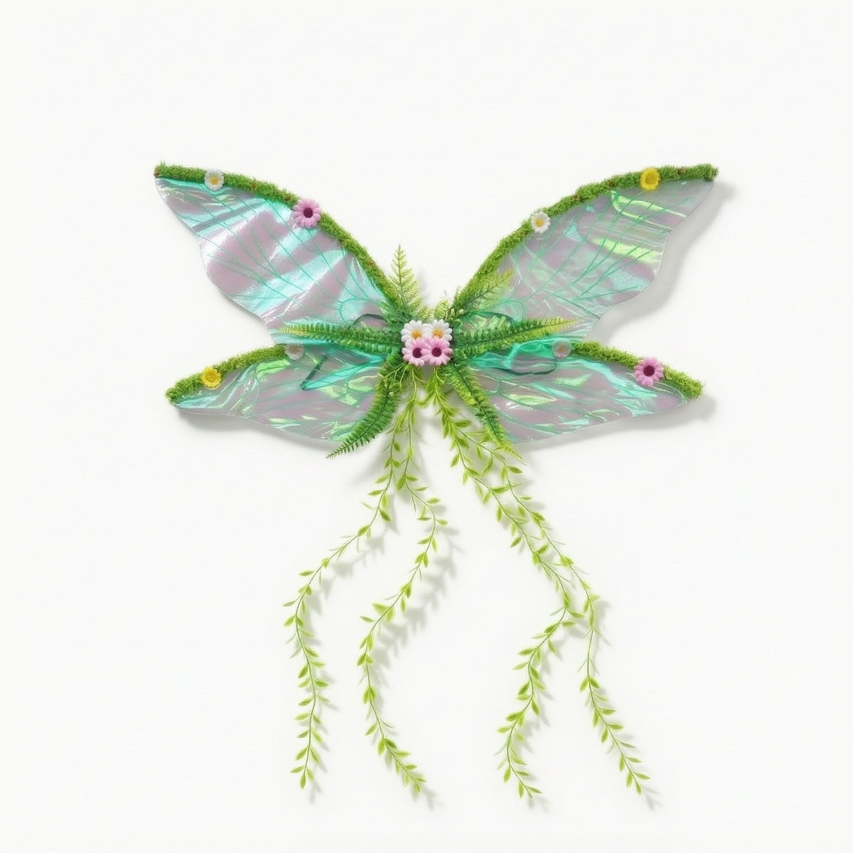 Wearable Fairy Wings with Ribbons Translucent Cicada Wings Ethereal Costume Accessory Semi-Transparent for Cosplayers, Photo Shoots