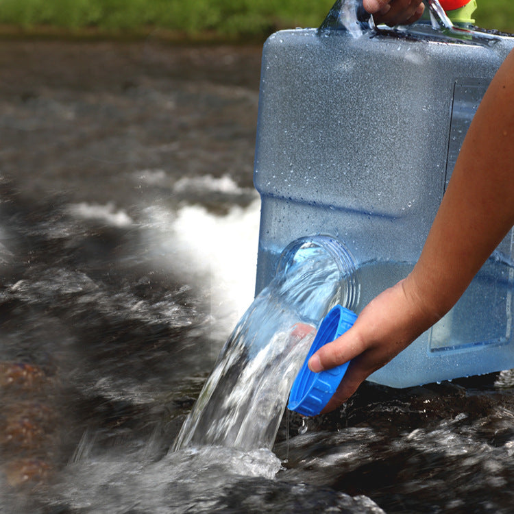 28L Square Thickened Outdoor PC Pure Water Bucket with Faucet for Car and Home Portable Storage Tank