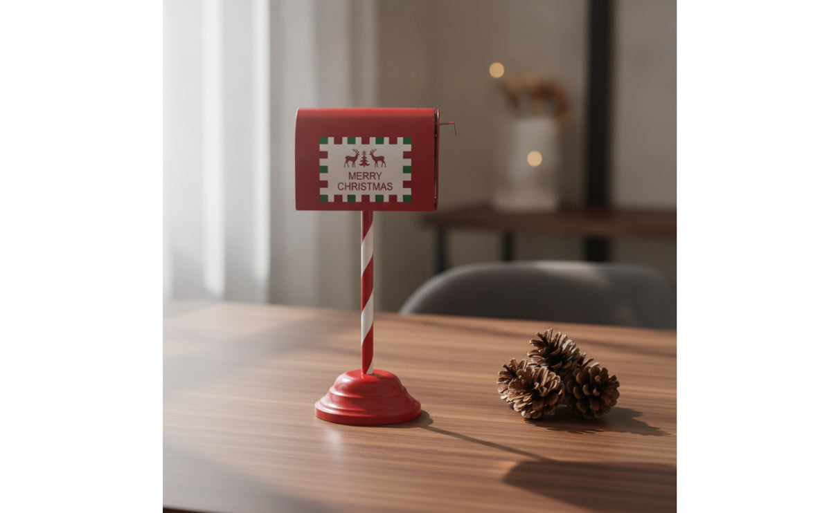 Tabletop Mailbox Metal Christmas Mailbox Decorative Decoration for Mantel, Entryway