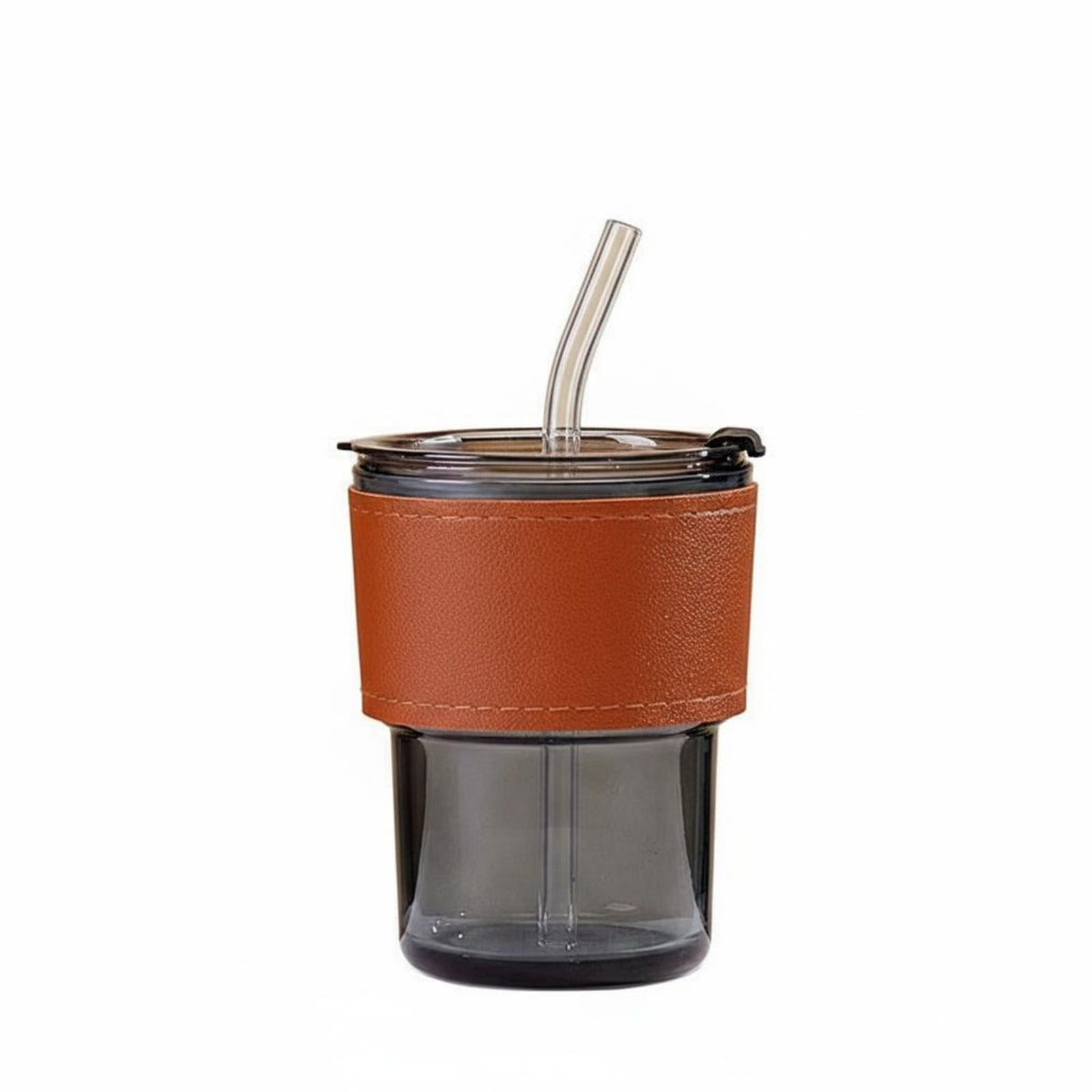 Heat-Resistant Glass Tumbler with Straw and Lid Stylish Design Glass Cup with Lid and Straw Portable for Students, Adults, Home, Travel, Car