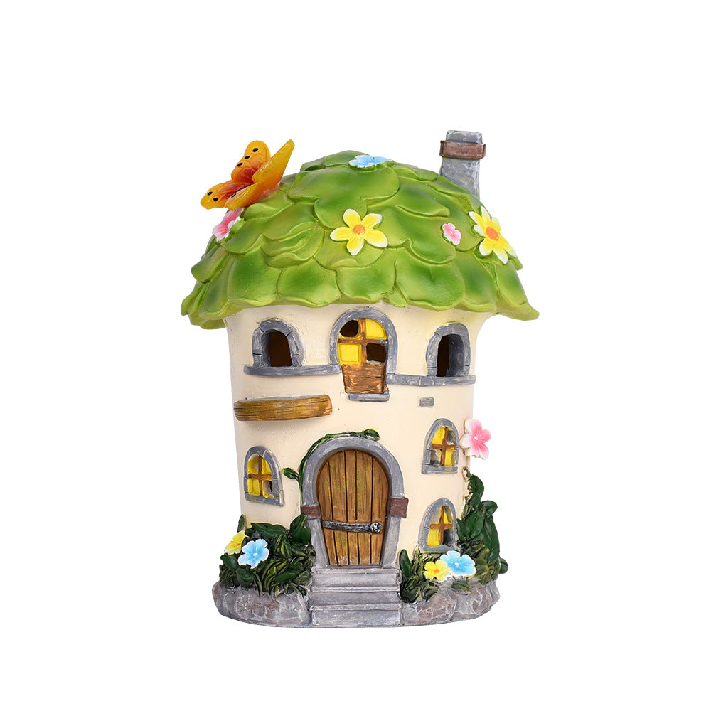 Solar-Powered Tree House Night Light Resin Garden Decor