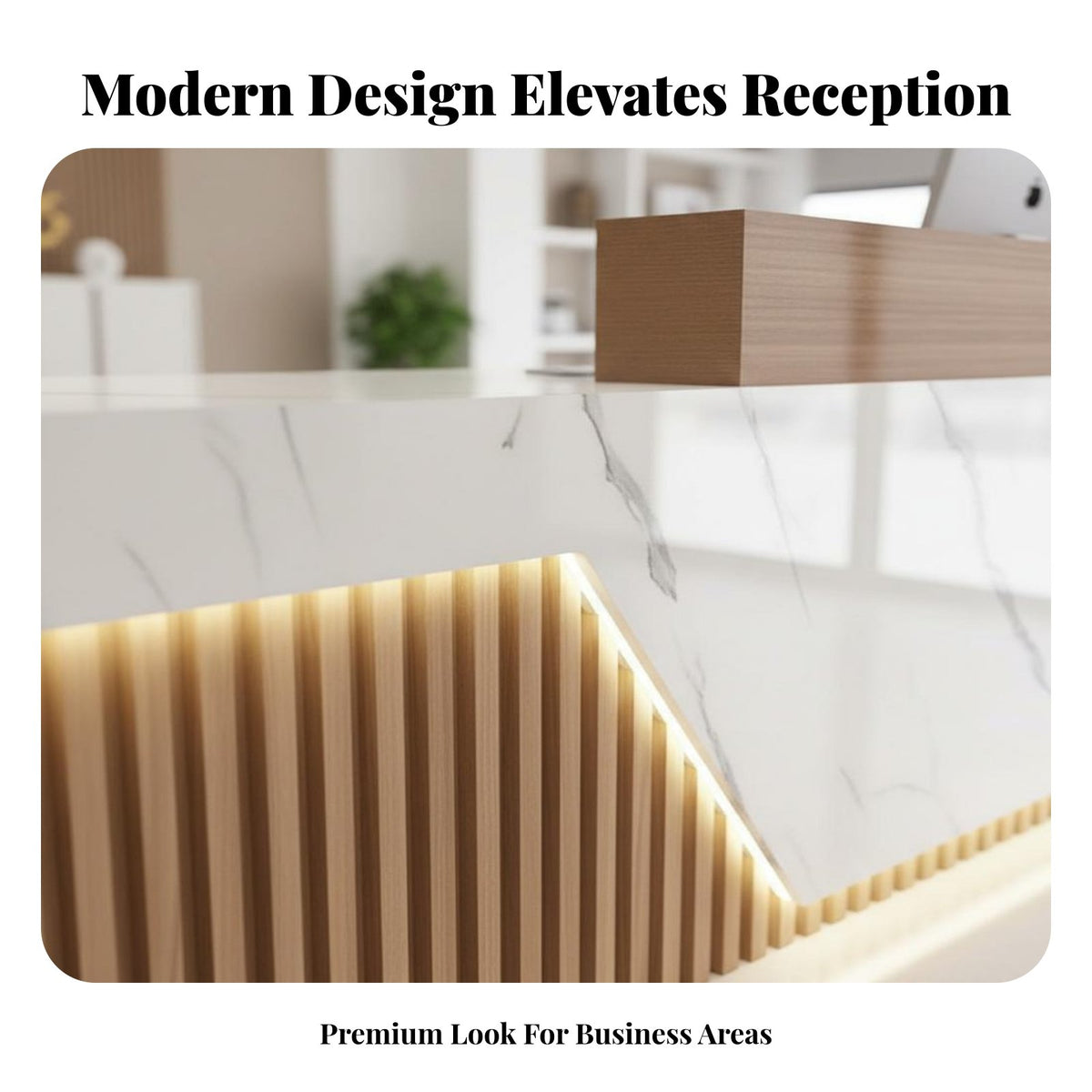 Enamel Coating Finish Front Desk Sturdy Construction Modern Reception Desk Heavy Duty Commercial Counter Table for Receptionists, Lobby, Hotel