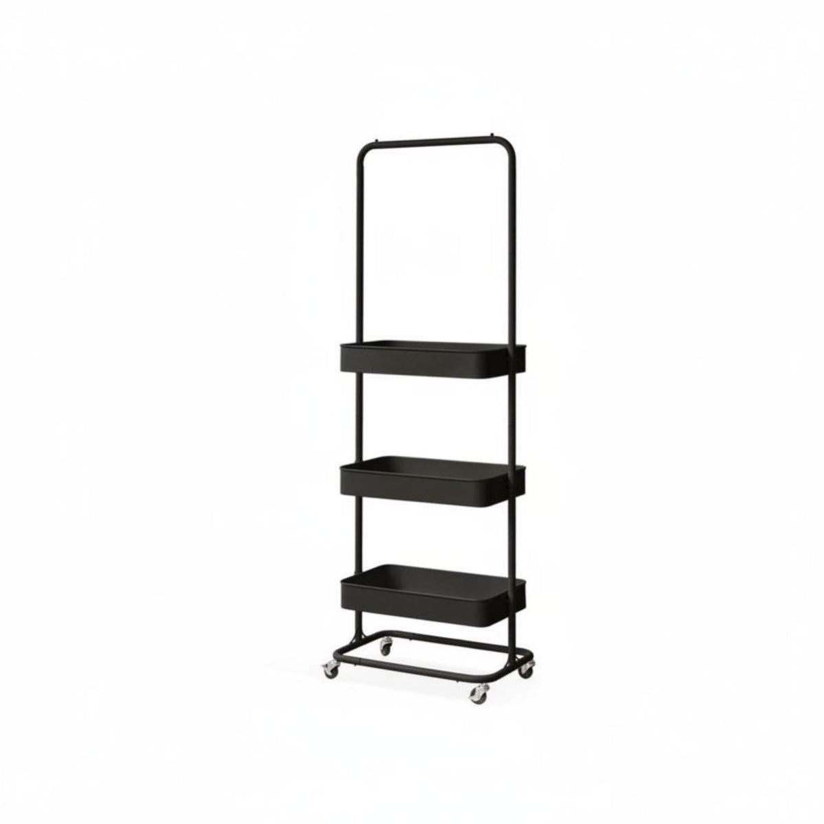 3-Tier Rolling Rack with Hanging Grid Multi-Functional 3-Tier Rolling Wire Rack