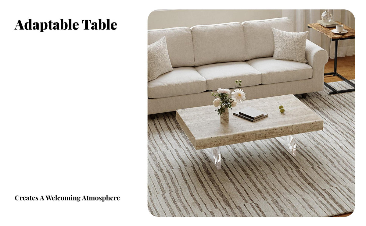 Zen-inspired aesthetic Travertine Drum Table Natural Stsingle Texture Household Furniture Modern Minimalist long-lasting Design for Homestay Owners, Homeowners, Interior Designers, Living Room, Reception Area, Hotel Lobby, Home Office