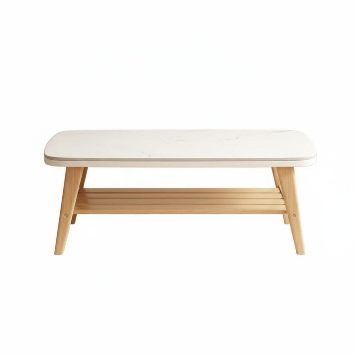 Japanese and design dual-level Rectangular Centerpiece Modern Design 2-Tier Rectangular Table Rounded Corners Living Room Furniture Easy to Clean for Apartment Dwellers, Families, property owners, Home, Lounge Area, Office, Bedroom
