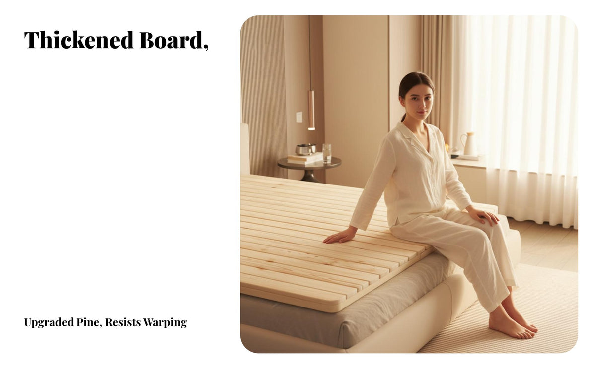 Breathable Construction Foldable Wooden Bed Slats Easy Installation Foldable Slat Roll Eco-Friendly Slatted Frame Heavy Duty for Seniors, Students, Children, Dormitory, Dorm Room, Home