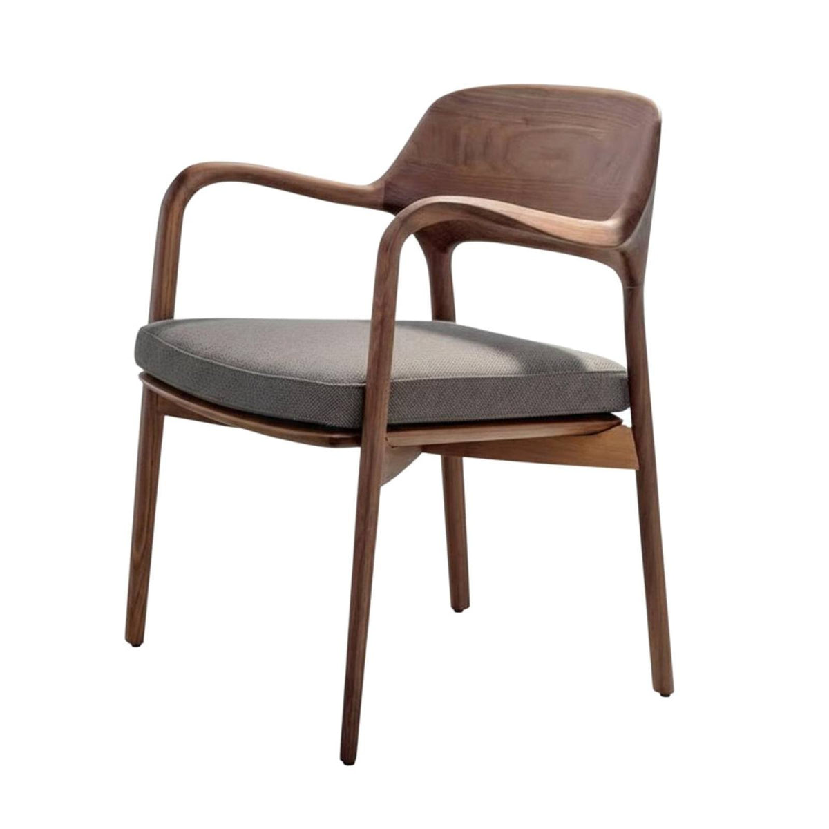 Upholstered Wooden Armchair Minimalist Design Dining Chair With Armrests Ergonomic Spinerest for Adults, Lounge Area