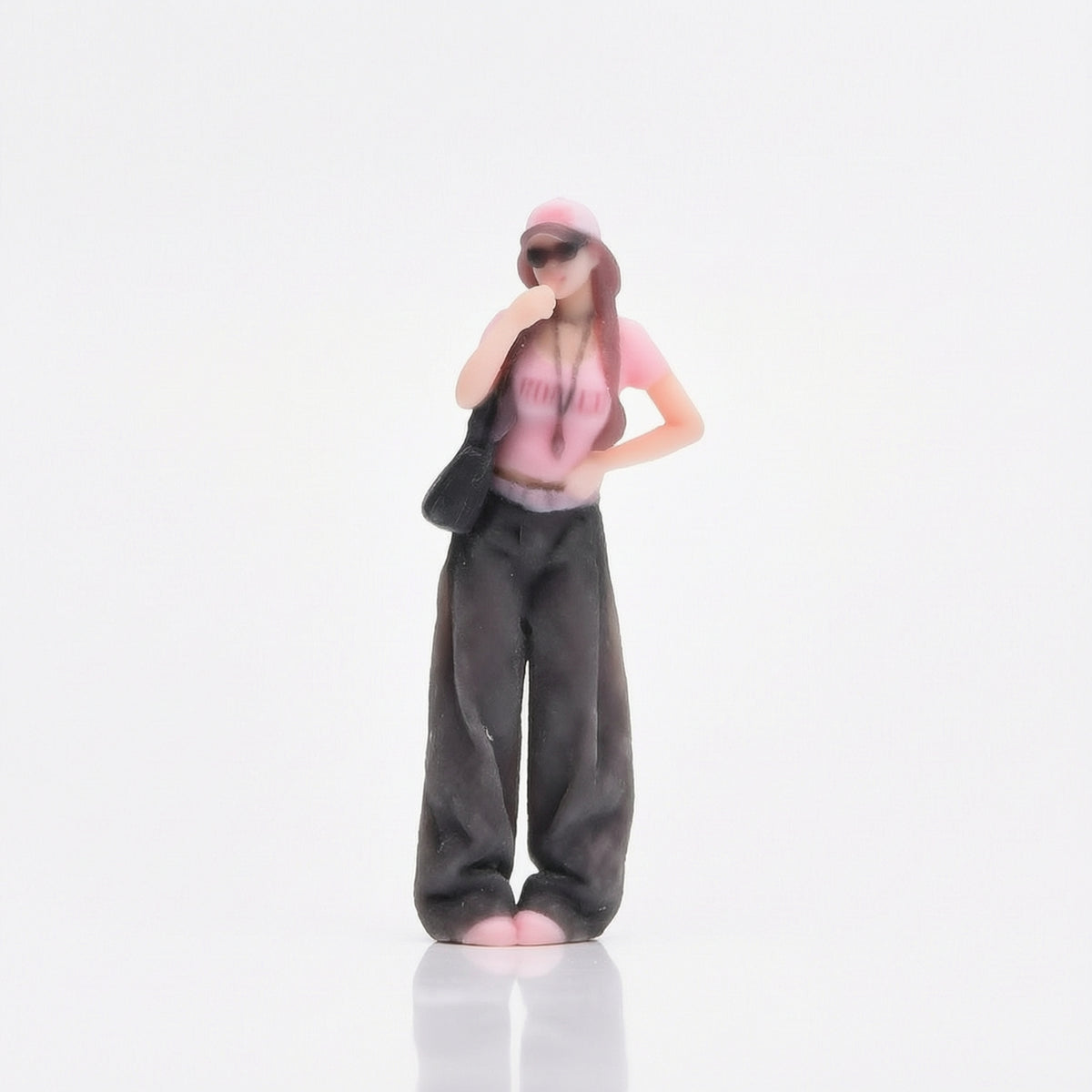 1/64 Scale Figure Cityscape Miniature Woman with Cap Standing Figurine Realistic Female Figurine Collectible for Hobbyists