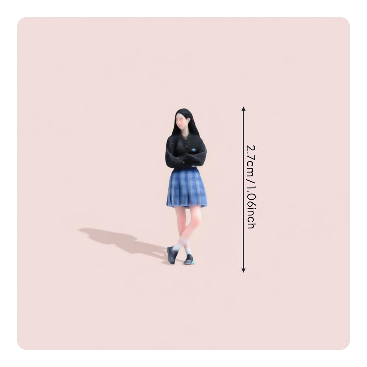 1/64 Scale Girl Figurine 3D Printed Miniature Schoolgirl Figure Hand Painted