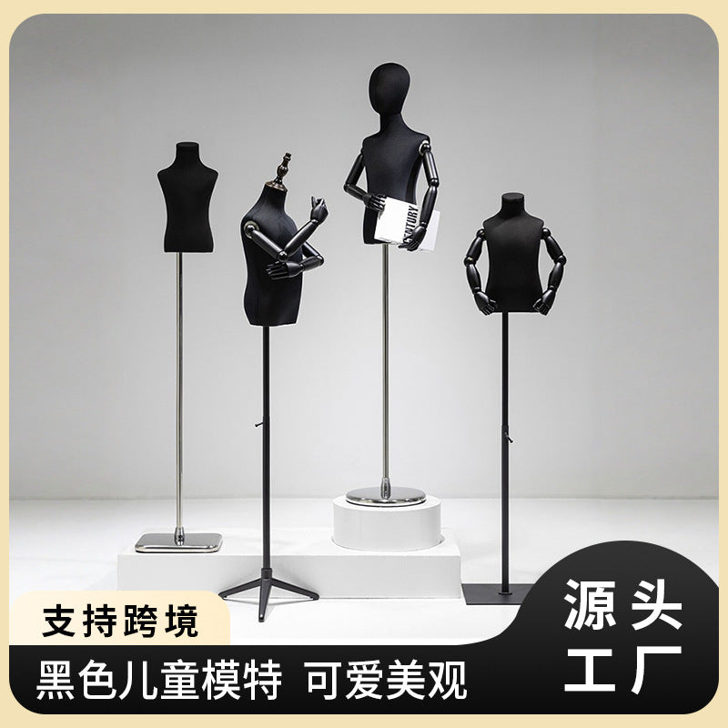 Black Child Mannequin Half Body Display for Clothing Store Window