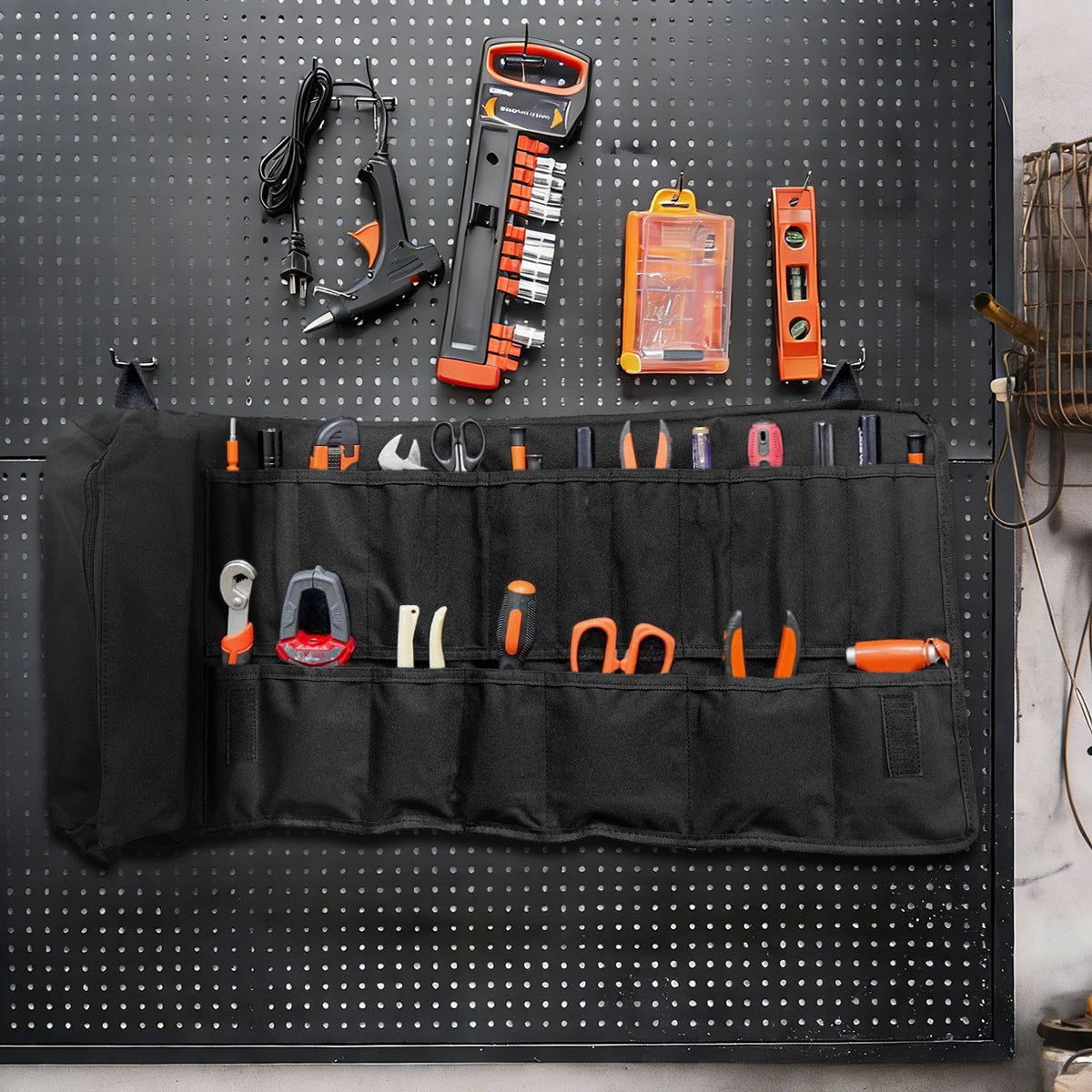 Multi-function Repair Tool Roll-up Bag with 21 Pockets - Oxford Cloth