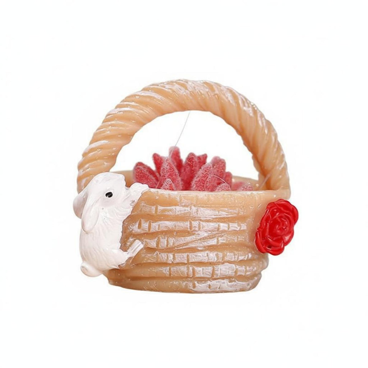 Creative Design Resin Succulent Basket Figurine Long-Lasting Miniature Flower Basket Vibrant Colors for Hobbyists