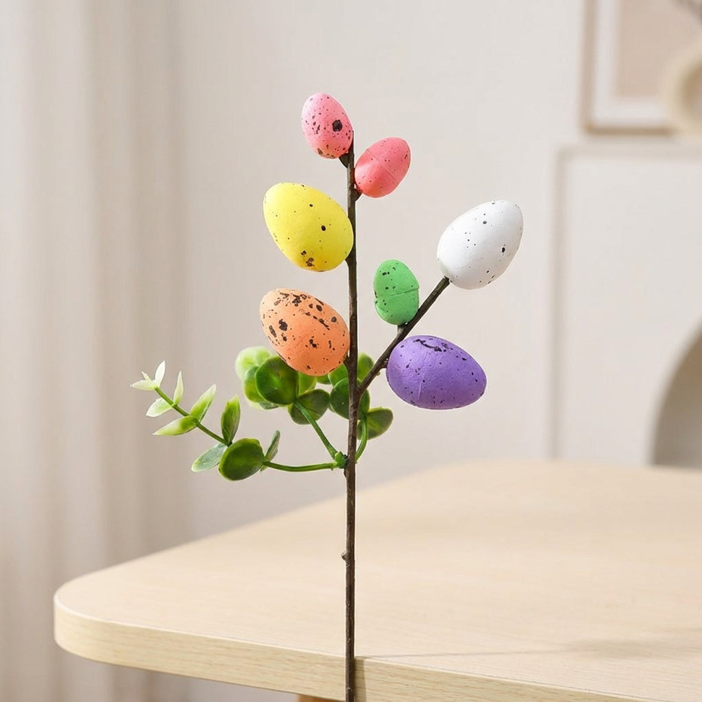 Easter Egg Branch Realistic Look Artificial Egg Stem Bendable Artificial Easter Stem for Home Decor, Florists, Vase Display, Spring Wreath Making