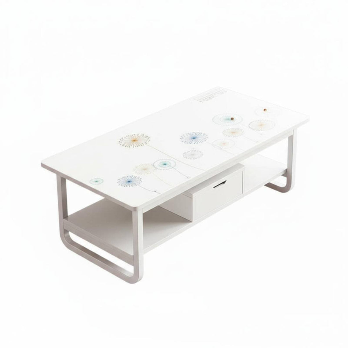 2-Tier Coffee Table Modern Design 2-Tier Rectangular Table Rounded Corners Nordic Design for Homeowners, Office Reception