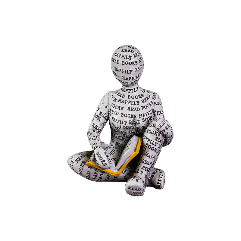 Nordic Resin Reading Figure Ornament Home Study Decoration Craft Creative Bookshelf Decor