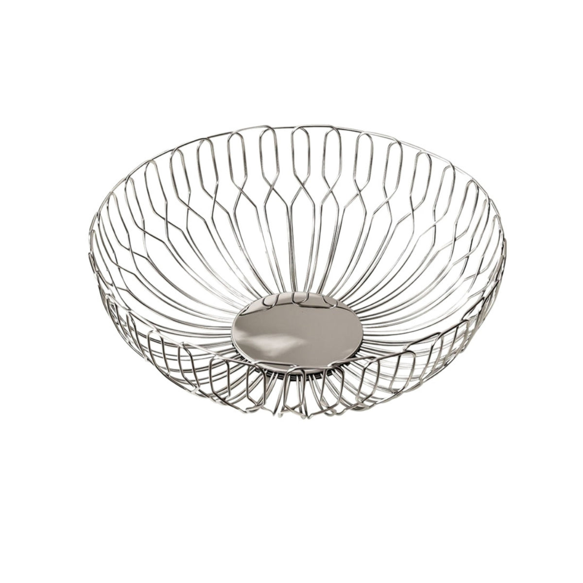 Round Wire Fruit Basket Polished Metal Household Storage Nordic Design