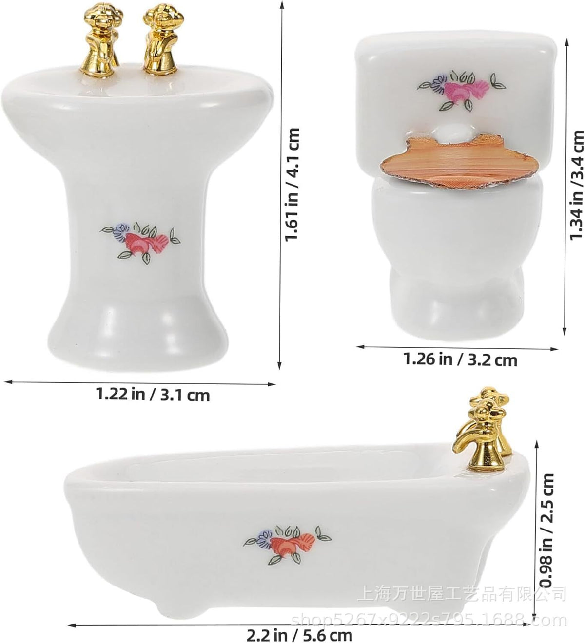1:24 Dollhouse Ceramic Miniature Bathroom Set for DIY Models