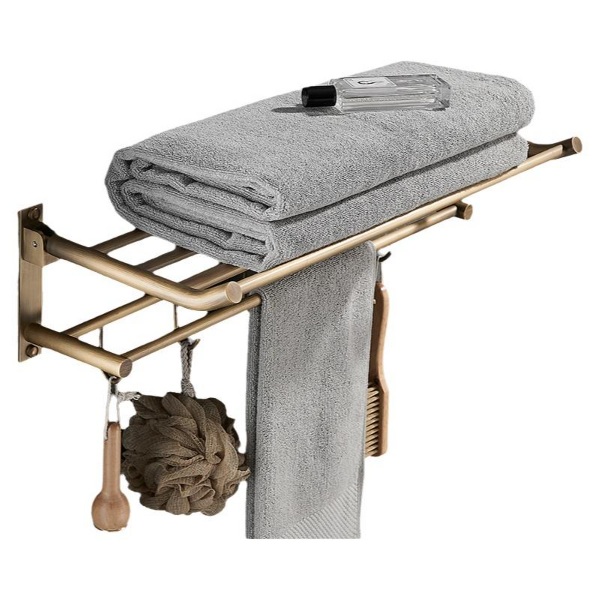 Antique copper towel rack, shelf set
