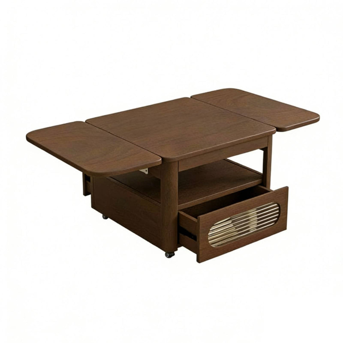 elevateTop Expandable Coffee Table Movable with Casters Multi-Use Surface Adjustable Height Hidden Storage Compartment