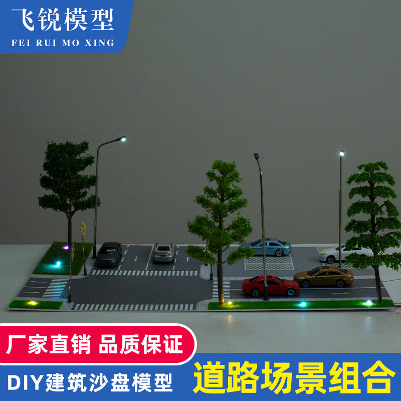 Sand Table Scene Building Model with Light, Parking Lot Simulation, City Street Assembly Kit