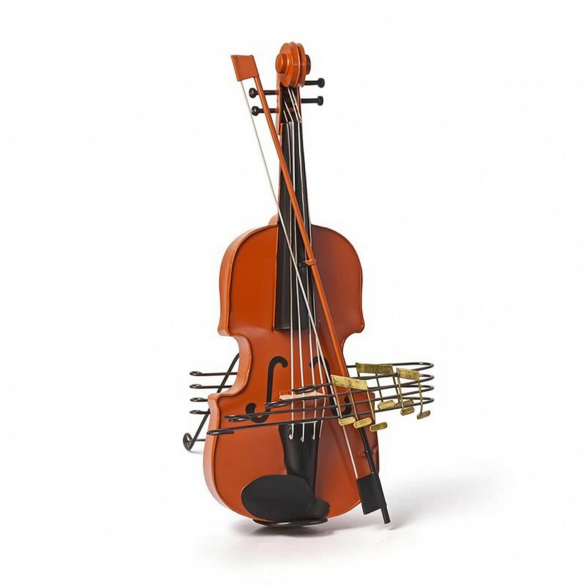 Violin Sculpture Metal Violin Ornament Freestanding Tabletop for Music Lovers, Living Room, Cafe