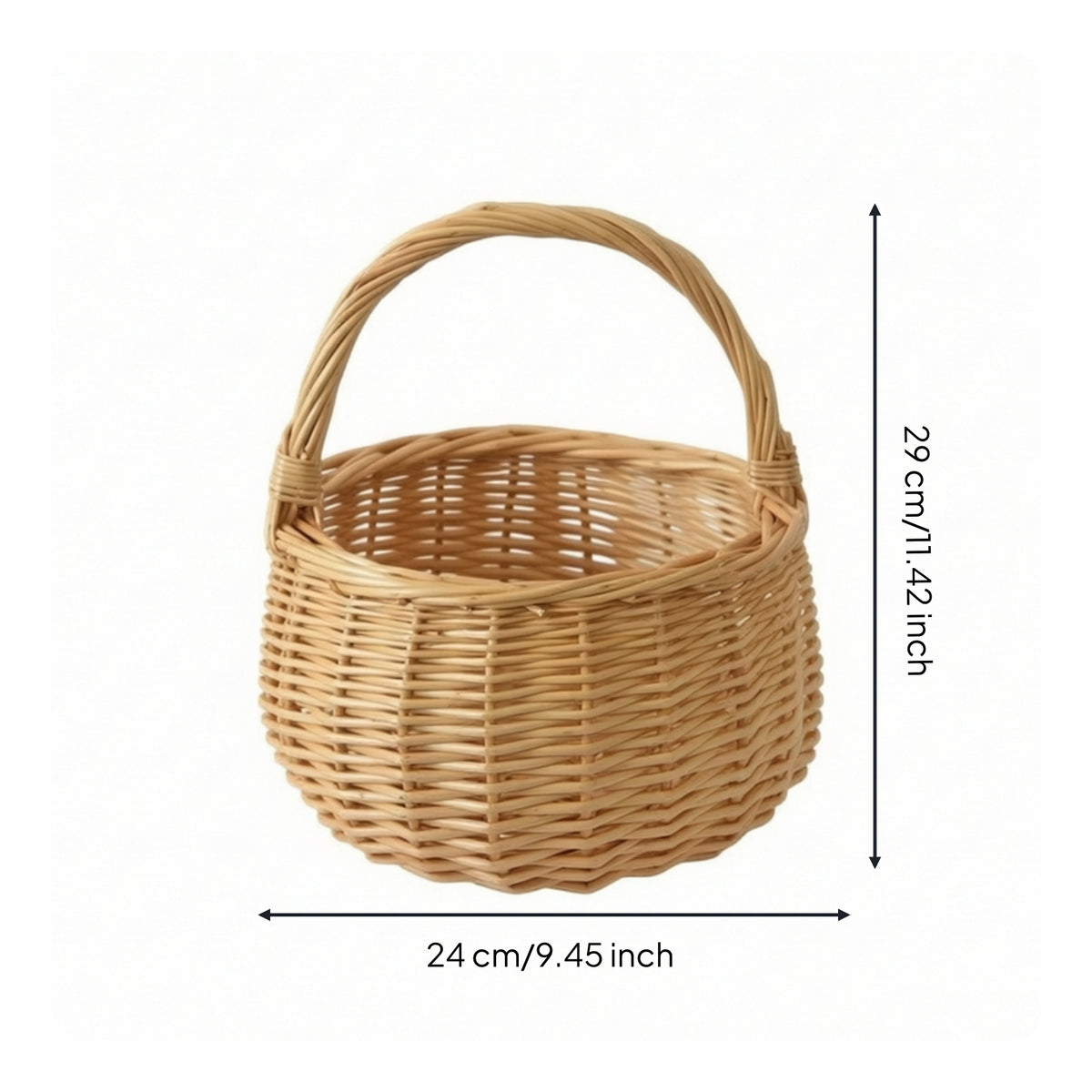 Basket with Handle Lightweight Woven Basket Portable for Picnic