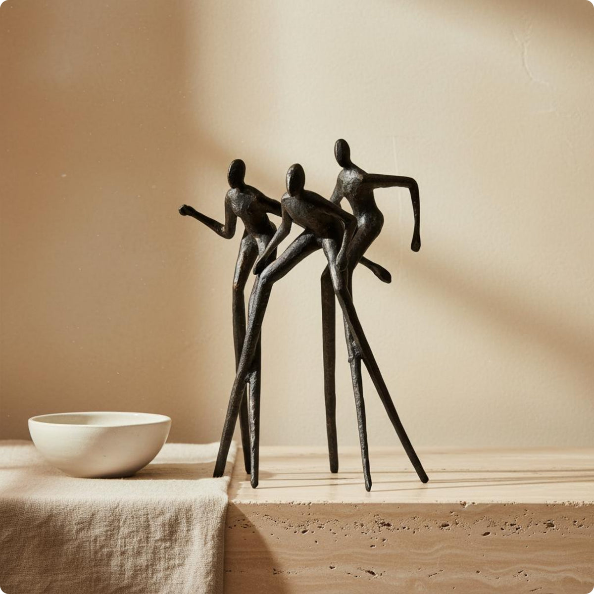 Three-Figure Ornament Minimalist Abstract Figure Sculpture Modern Table Decor Figurine