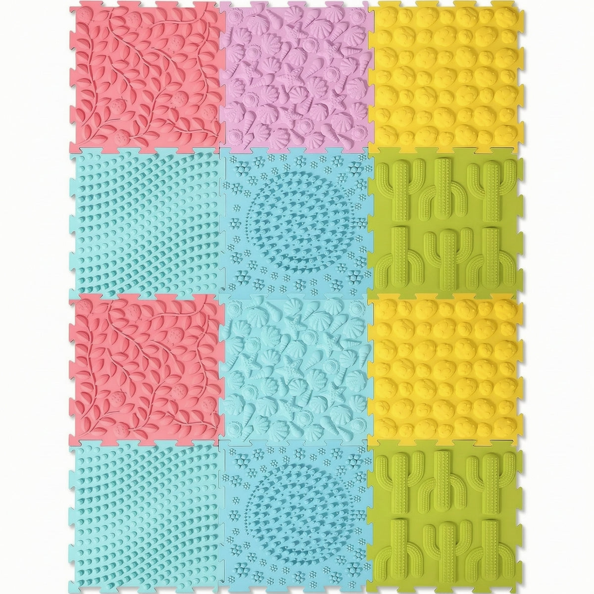 12 Pieces Foot Textured Massage Puzzle Mat Textured Floor Panel Tile for Kids