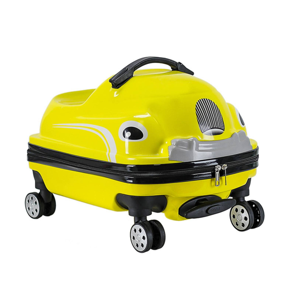 Rotating Sit-and-Ride Suitcase Glossy Children's Suitcase with Wheels Sturdy Sit-and-Ride Luggage Secure for Children, Traveling Families