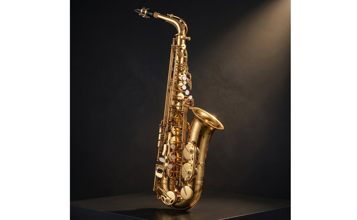 Gold-Colored Alto Saxophone Glossy Alto Sax Brass Saxophone Playable for Students, School Band