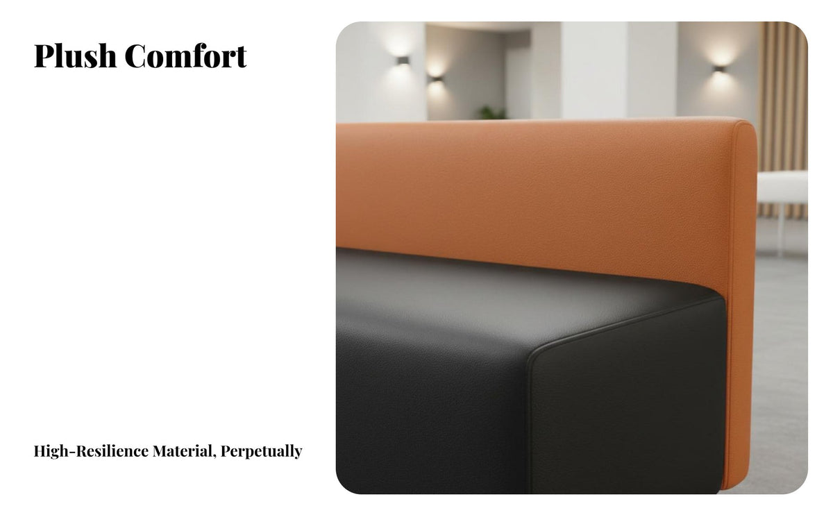 Minimalist Design Multi-Piece Configurable Couch Sturdy Construction L-Shaped Sectional Sofa Rounded Corners Commercial Furniture High-Density Foam for Visitors, Business Clients, Office Workers, Reception Area, Company Lobby, Waiting Room