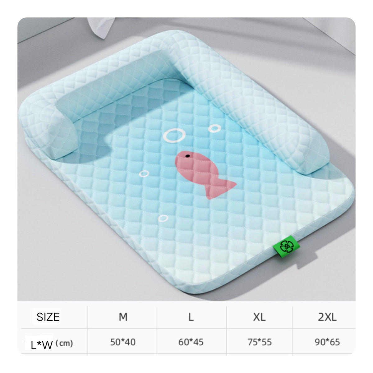 Dog Cooling Mat with Pillow Washable Cooling Dog Bed Non-Slip Bottom for Dogs