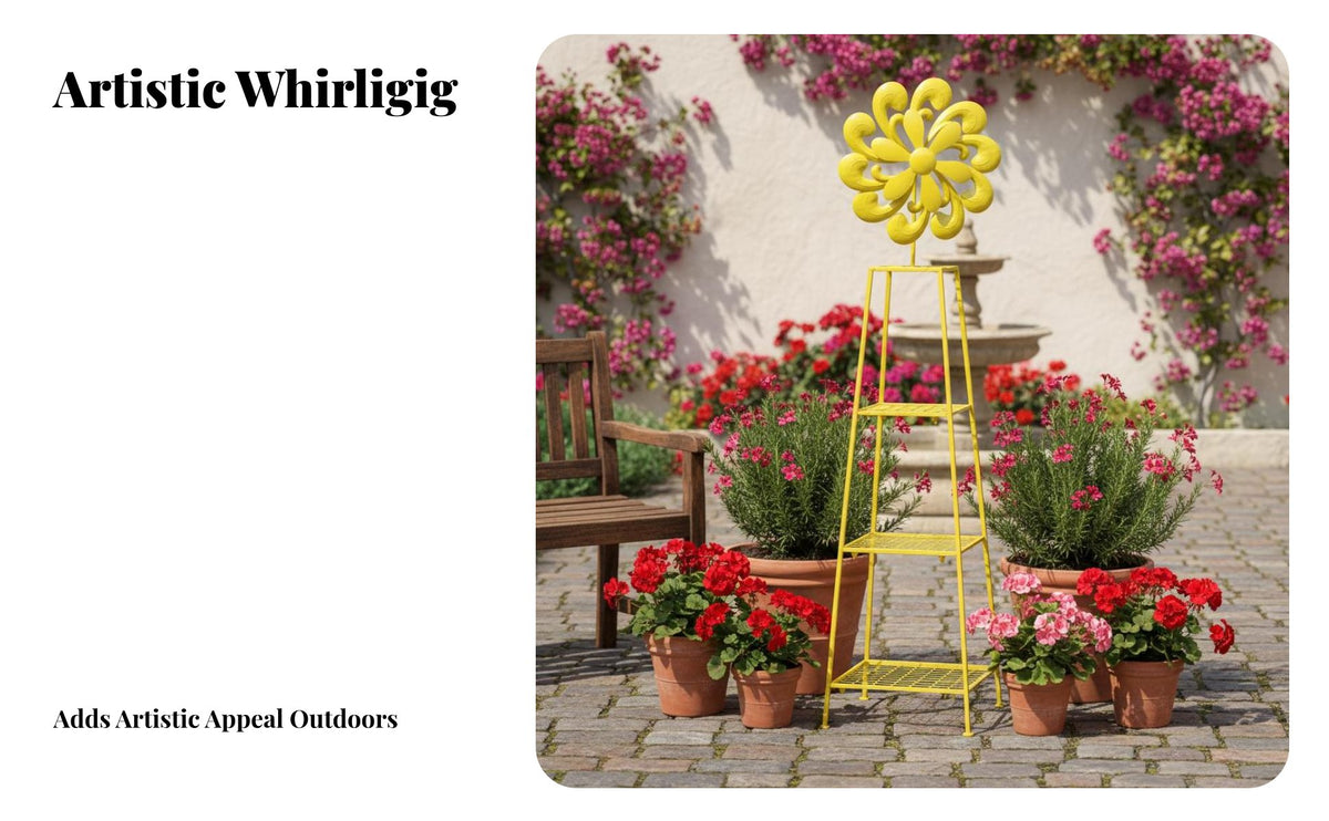 Rotating Design Ferris Wheel Planter Floor-Standing Ferris Wheel Succulent Planter Rotatable Garden Decor Space Saving for Gardeners, Home Decorators, Homeowners, Balcony, Patio, Yard