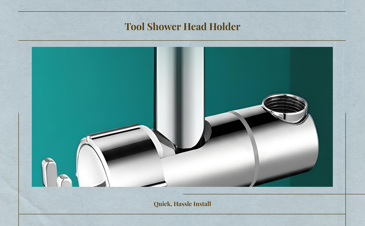Adjustable no-drill shower head holder, removable wall mount