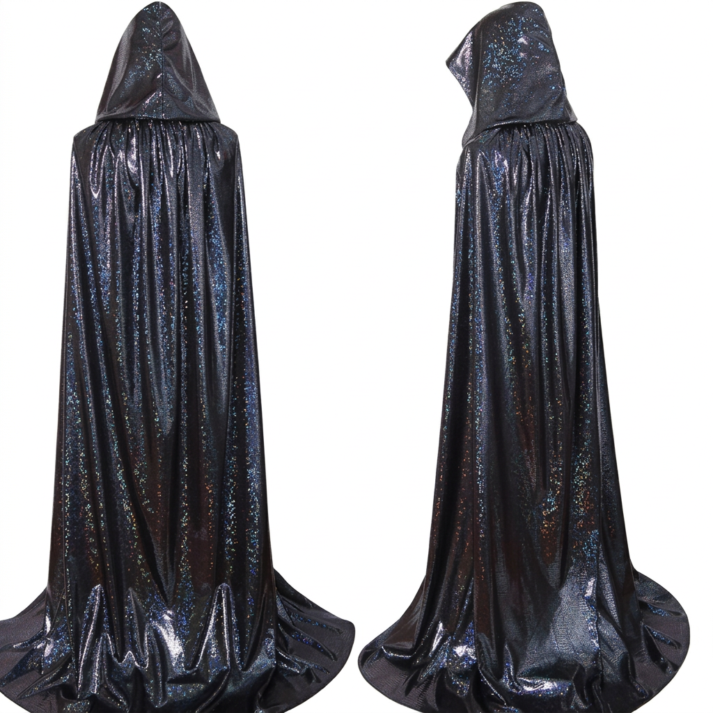 Hooded Cape for Halloween, Fancy Dress Costume Party, Shiny Hooded Cape Festival, Cloak Hood Cosplay Event, Polyester Hooded