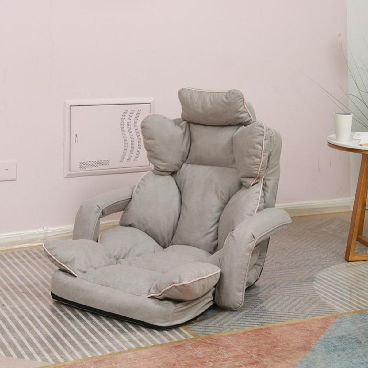 Foldable Design Adjustable Floor Lounger Space-Saving spinerest padding Multi-Positional Home Seating Fullframe Support for New Mothers, Students, Bay opening, Bedroom, Living Room, perusing