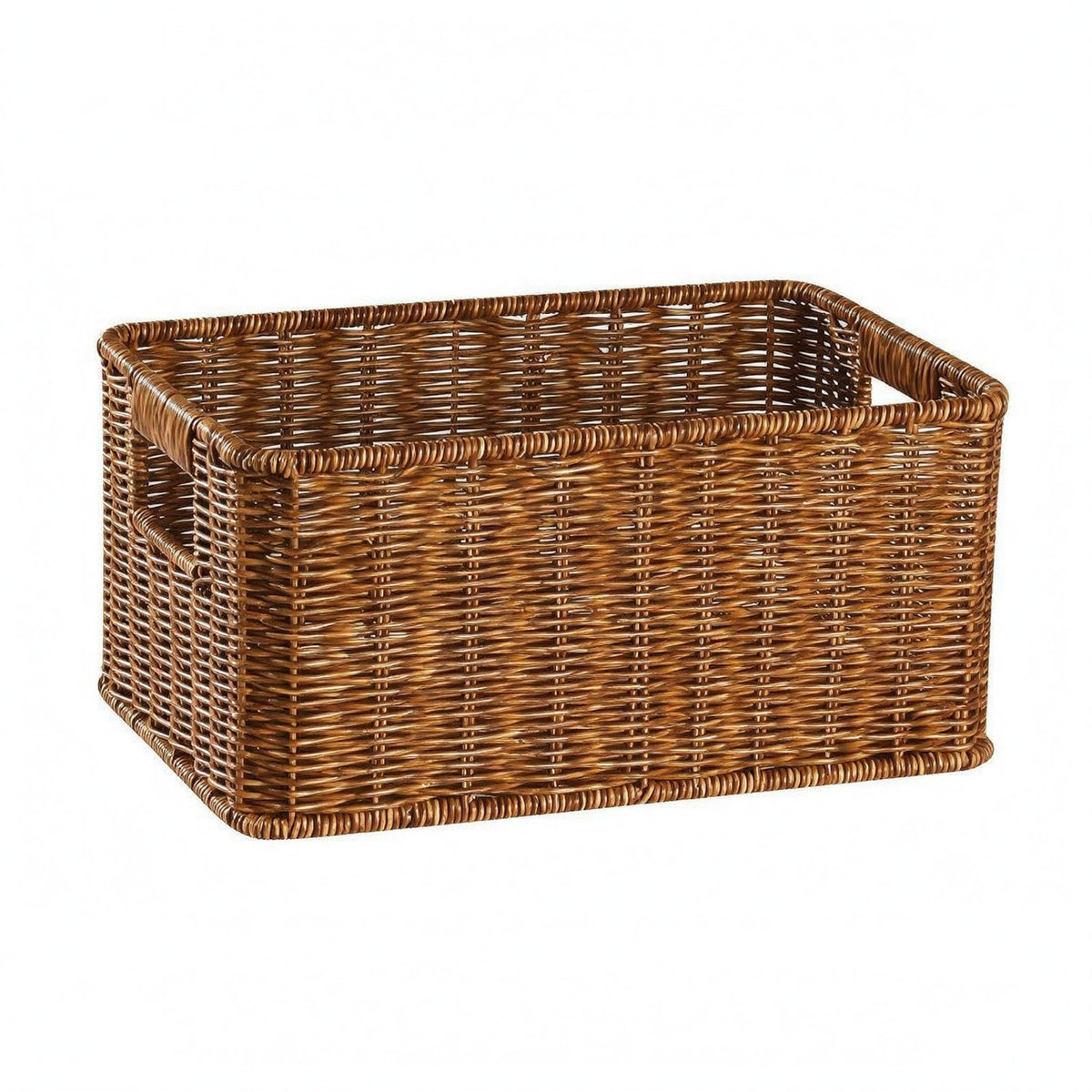 Rattan Basket Open Top Braided Container Basket Side Handles